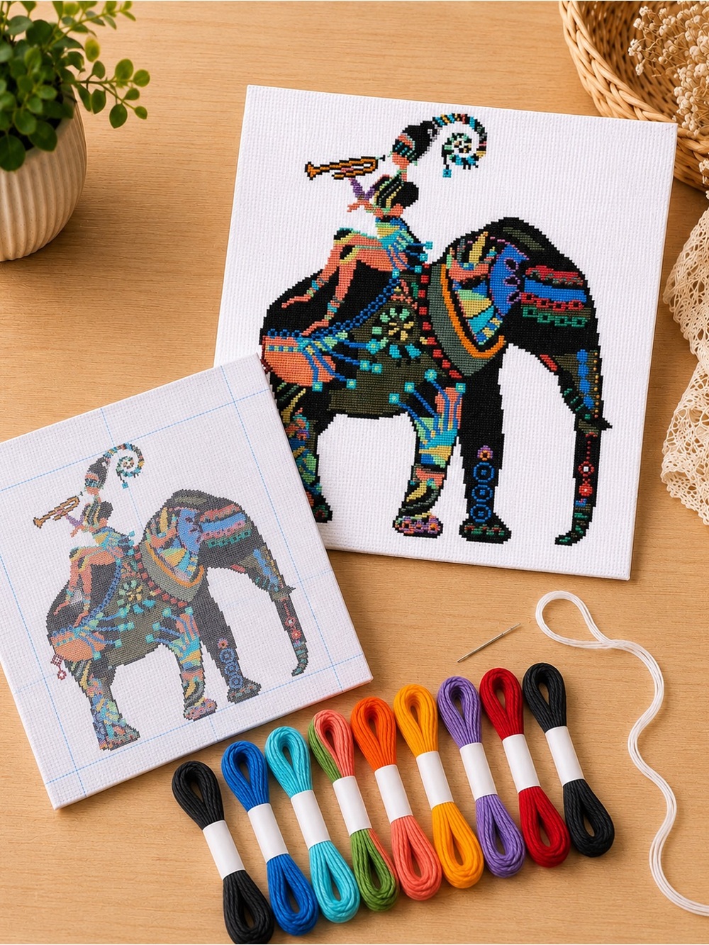 Elephant Cross Stitch Kit – Stamped Beginner Cross Stitch Kit